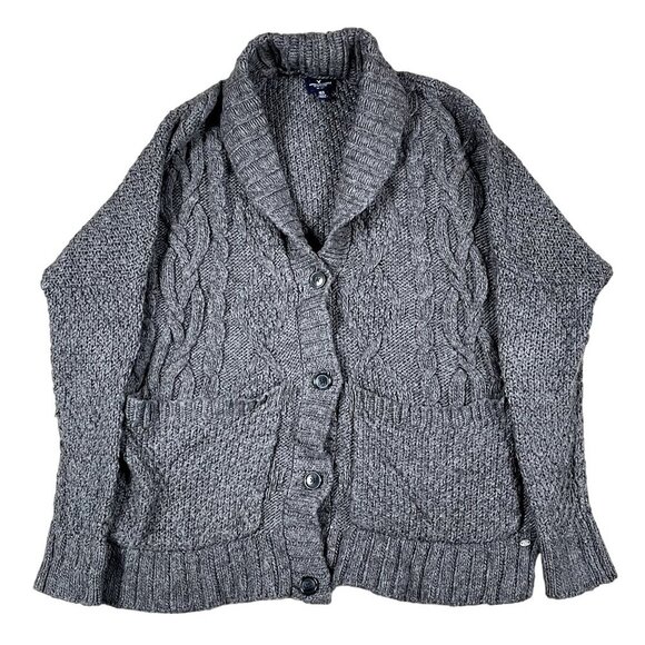 American Eagle Oversized Grey Cable Knit Cardigan Size XS - Picture 1 of 4